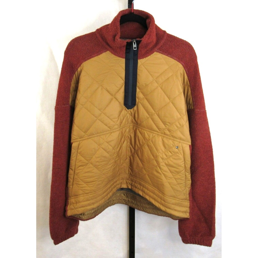 PrAna Glen Ivy Quilted Pullover 1/4 Zip Wool Blend Gingerbread  Size M